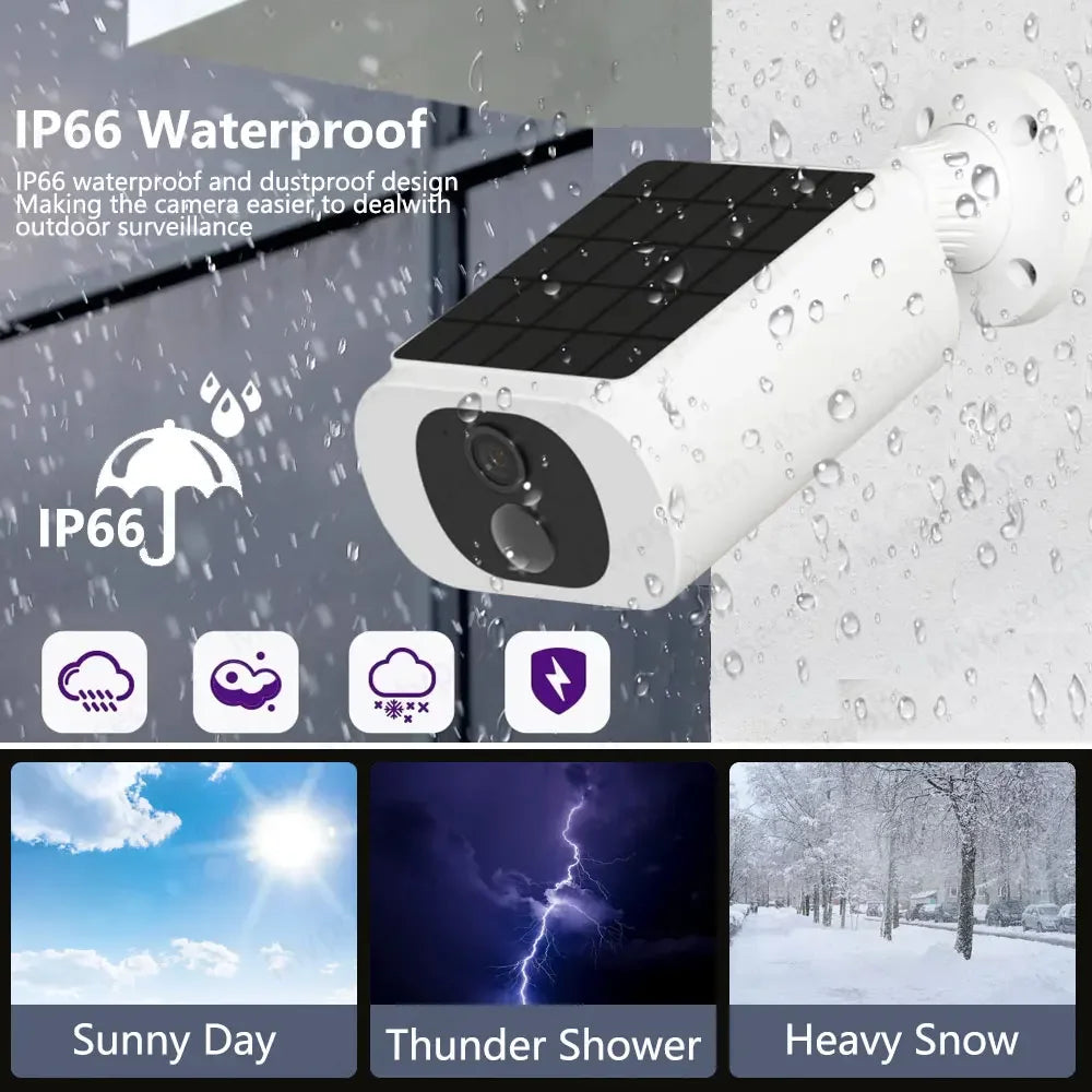 Cámara de Seguridad Solar WiFi Tuya, Tipo Bala, para Exteriores, 5MP, Impermeable, con Batería, CCTV, Vigilancia, Inalámbrica, Audio Bidireccional