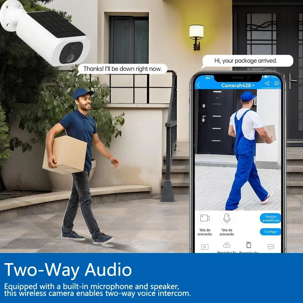 Cámara de Seguridad Solar WiFi Tuya, Tipo Bala, para Exteriores, 5MP, Impermeable, con Batería, CCTV, Vigilancia, Inalámbrica, Audio Bidireccional