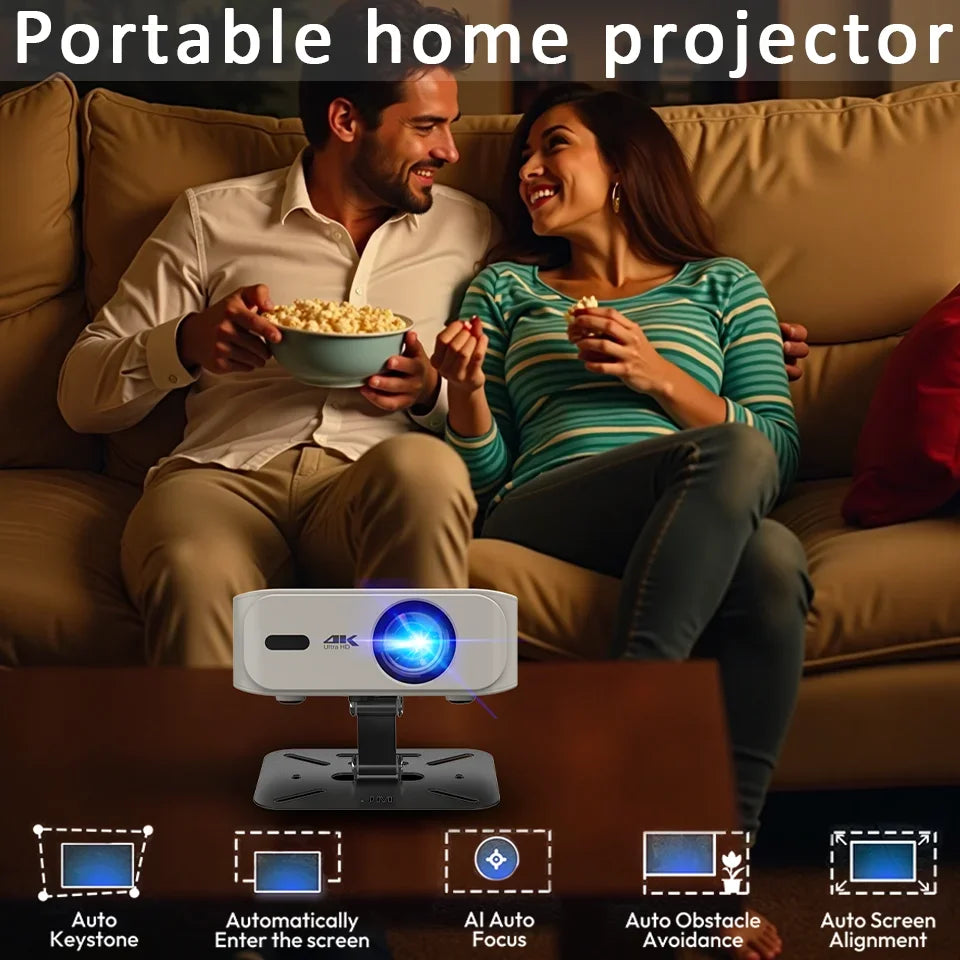 Proyector 4K UHD 35000 lúmenes Android WiFi 6 BT5.2 Native1080P Full HD Proyector de películas para cine en casa Enfoque automático Proyector inteligente