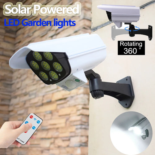 Lámpara Solar LED 77 con Sensor y Simulacion de Camara de Seguridad