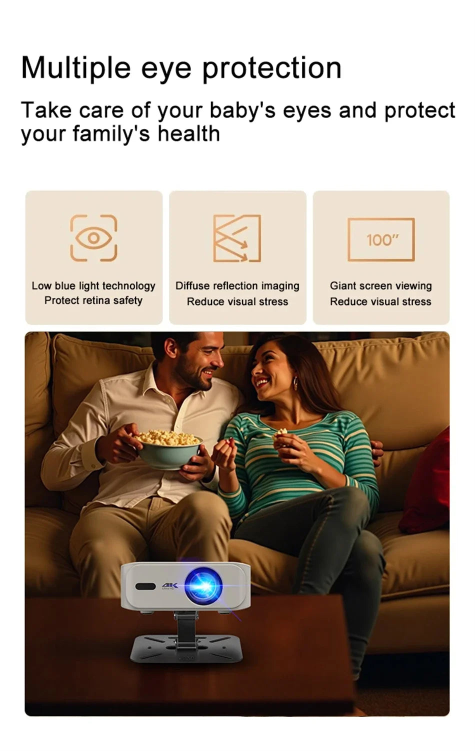 Proyector 4K UHD 35000 lúmenes Android WiFi 6 BT5.2 Native1080P Full HD Proyector de películas para cine en casa Enfoque automático Proyector inteligente