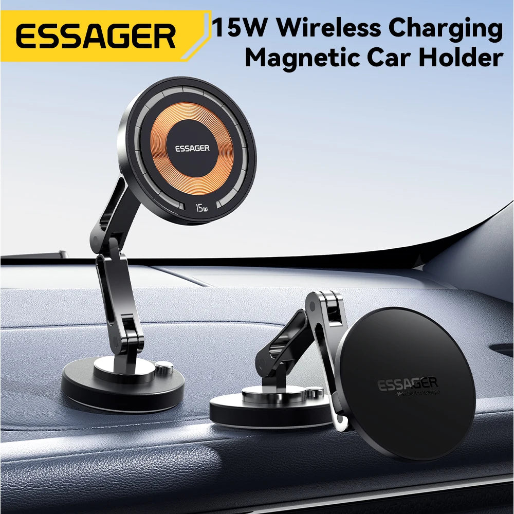 Essager-cargador inalámbrico magnético para teléfono de coche, soporte de montaje de pasta fácil de carga rápida de 15W para Magsafe iPhone 15 14 13 Pro Max