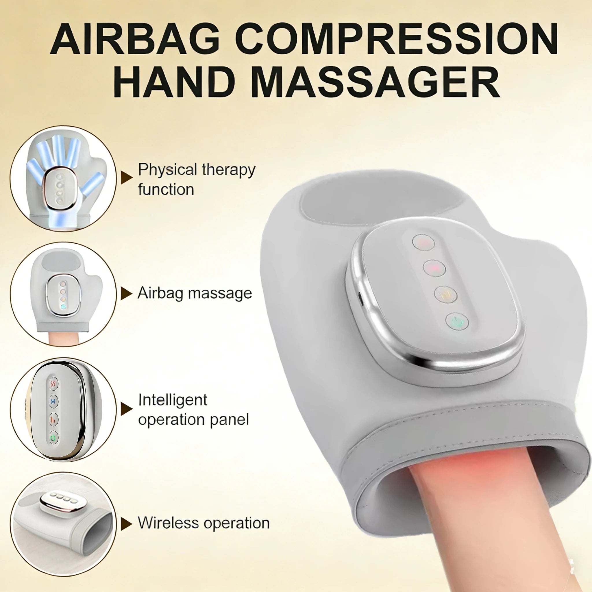 Masajeador de Manos Profesional con Terapia de Compresión Térmica, Guante para Alivio del Dolor, Artritis y Neuropatía del Túnel Carpiano