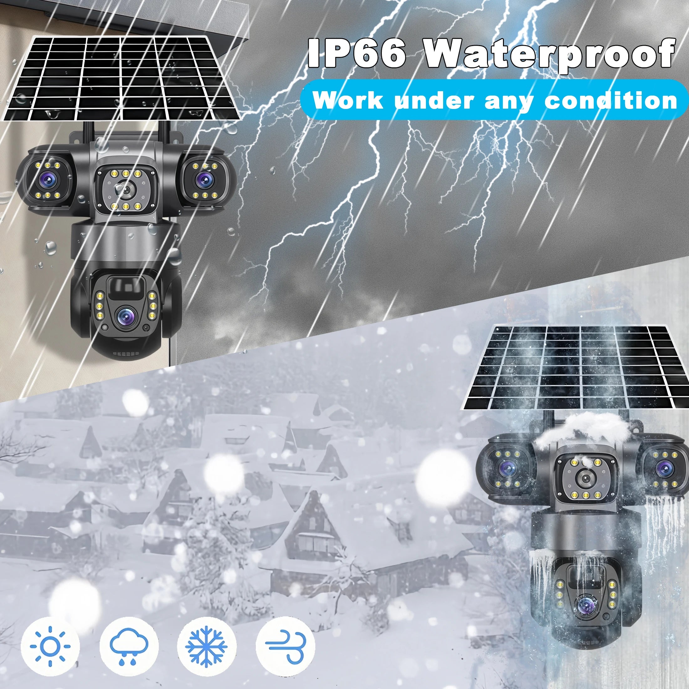 V380 Pro 3 lentes 4G IP cámara Solar HD 15 MP exterior impermeable CCTV visión nocturna Audio bidireccional cámara IP de seguimiento móvil