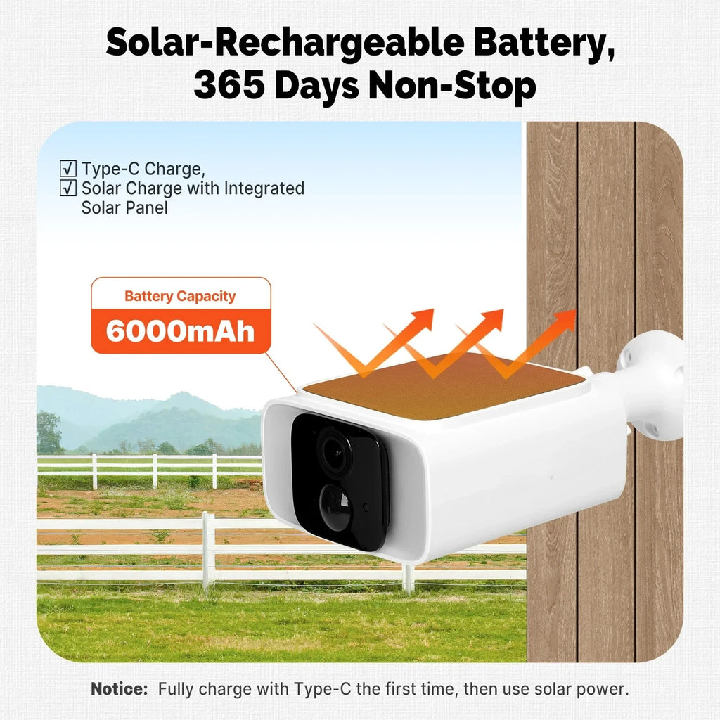 Cámara de Seguridad Solar WiFi Tuya, Tipo Bala, para Exteriores, 5MP, Impermeable, con Batería, CCTV, Vigilancia, Inalámbrica, Audio Bidireccional