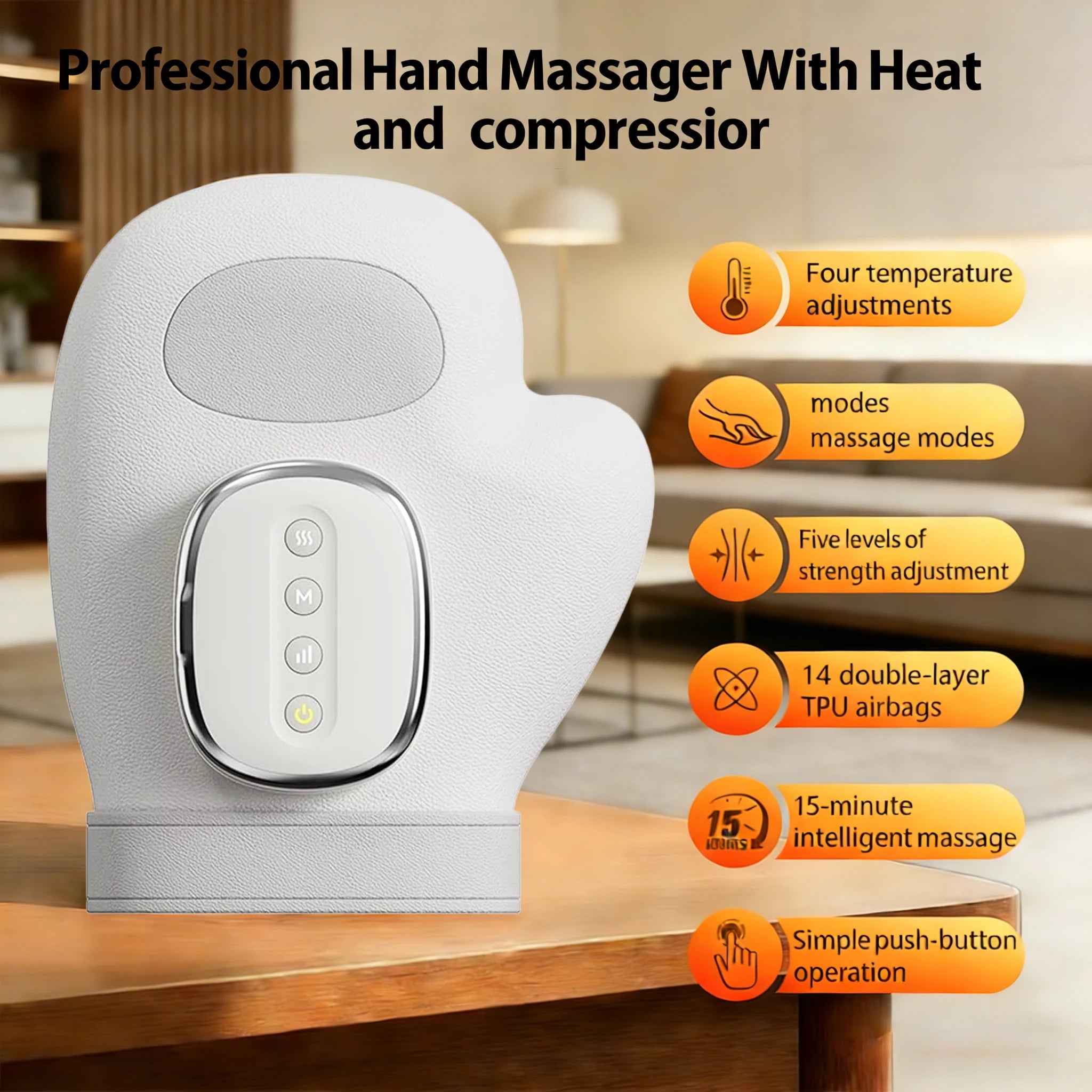 Masajeador de Manos Profesional con Terapia de Compresión Térmica, Guante para Alivio del Dolor, Artritis y Neuropatía del Túnel Carpiano