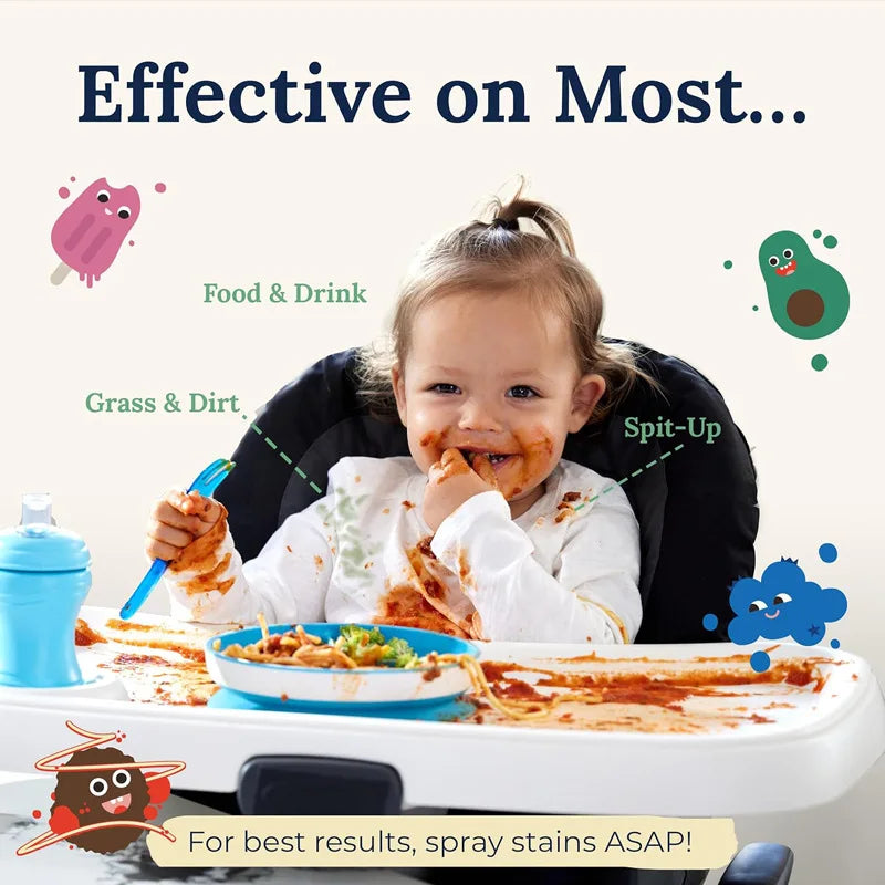 Miss Mouth's Messy Eater-suaveador de manchas en aerosol, elementos esenciales para recién nacidos y bebés, sin limpieza en seco, grasa alimentaria, café, ropa interior