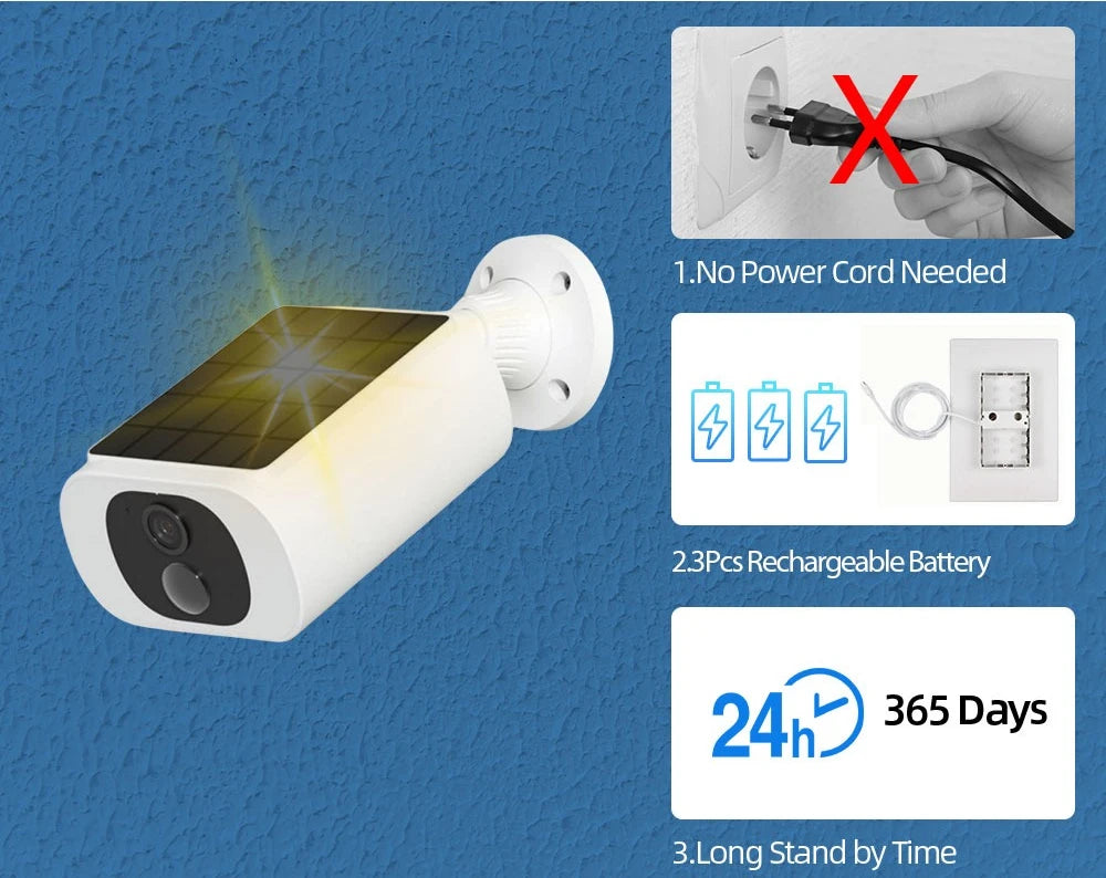 Cámara de Seguridad Solar WiFi Tuya, Tipo Bala, para Exteriores, 5MP, Impermeable, con Batería, CCTV, Vigilancia, Inalámbrica, Audio Bidireccional