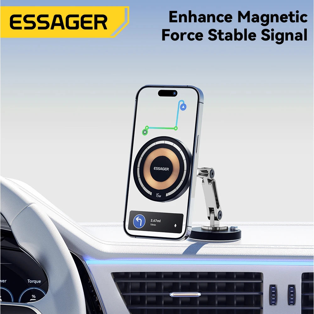 Essager-cargador inalámbrico magnético para teléfono de coche, soporte de montaje de pasta fácil de carga rápida de 15W para Magsafe iPhone 15 14 13 Pro Max