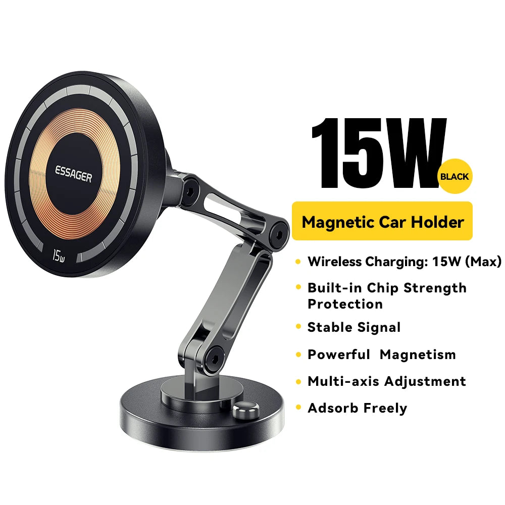 Essager-cargador inalámbrico magnético para teléfono de coche, soporte de montaje de pasta fácil de carga rápida de 15W para Magsafe iPhone 15 14 13 Pro Max