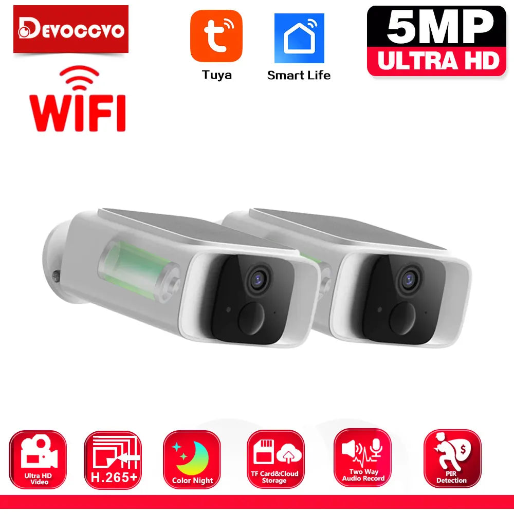 Cámara de Seguridad Solar WiFi Tuya, Tipo Bala, para Exteriores, 5MP, Impermeable, con Batería, CCTV, Vigilancia, Inalámbrica, Audio Bidireccional