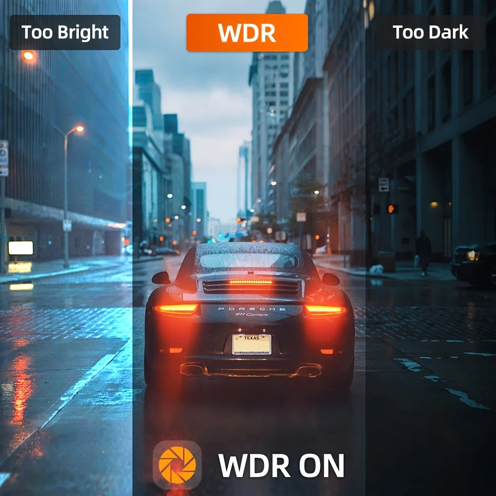 Dashcam para coches, caja negra de 4 canales, cámara de conducción WiFi FHD 1080P, grabación en bucle de visión nocturna, kit de cables duros, accesorios para coche