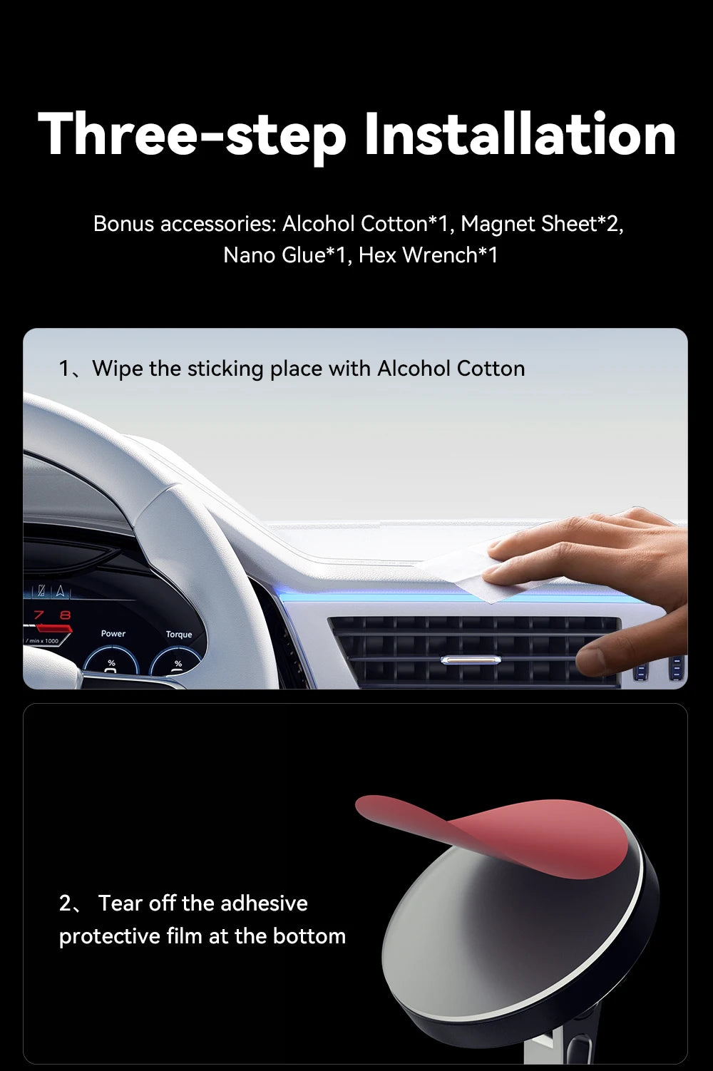 Essager-cargador inalámbrico magnético para teléfono de coche, soporte de montaje de pasta fácil de carga rápida de 15W para Magsafe iPhone 15 14 13 Pro Max